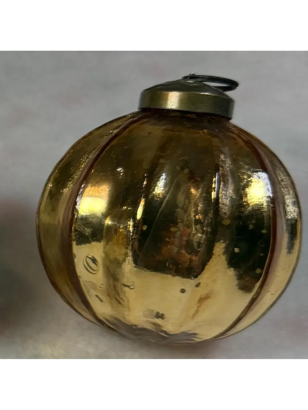 Ripple Glass Kugel Style Ornament - Gold, Red, or Silver